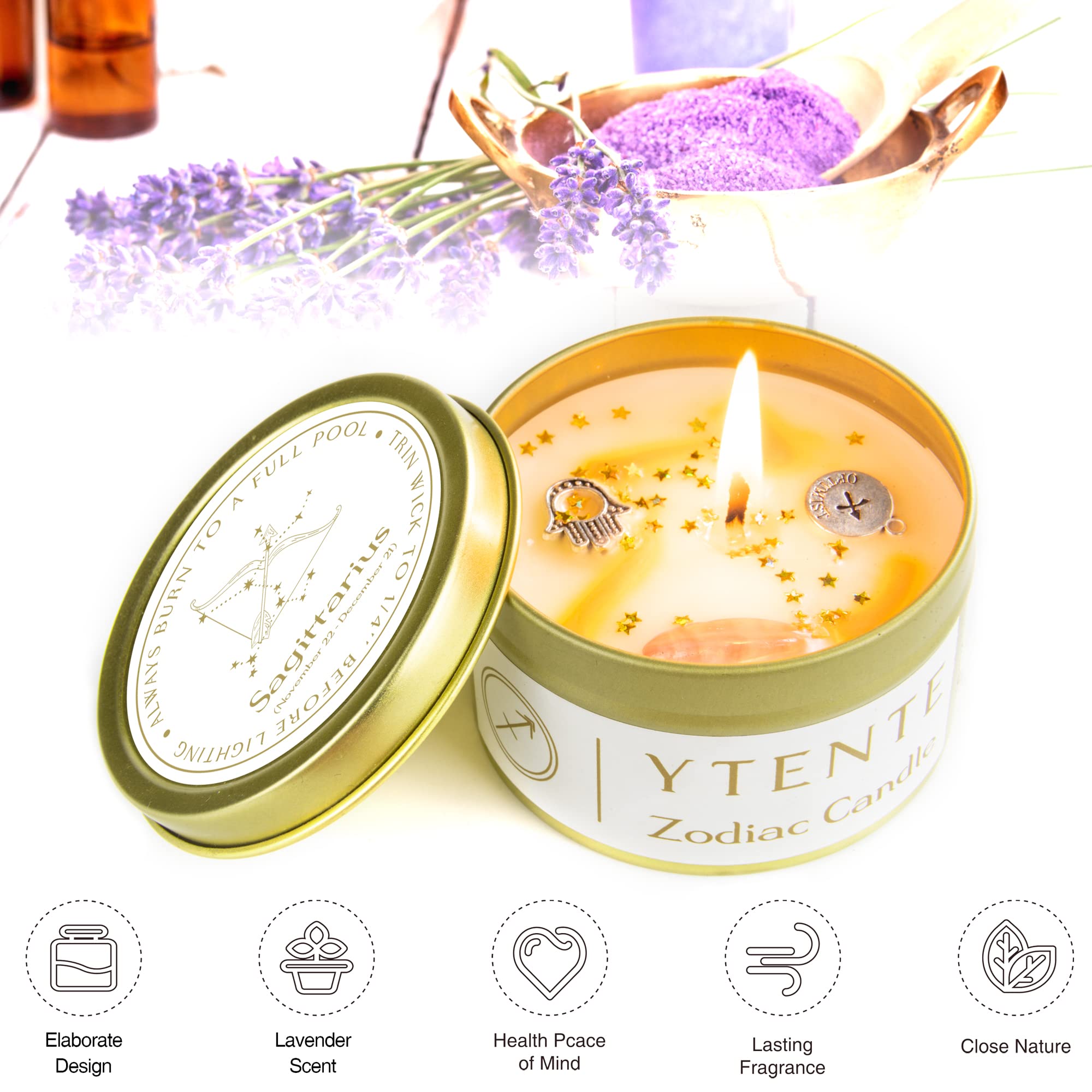Crystals Healing Stone Gift Set with Zodiac Sign Scented Soy Wax Candles & Horoscope Crystal Necklace - Perfect Birthday, Valentine, Sister, Daughter Gift for Women