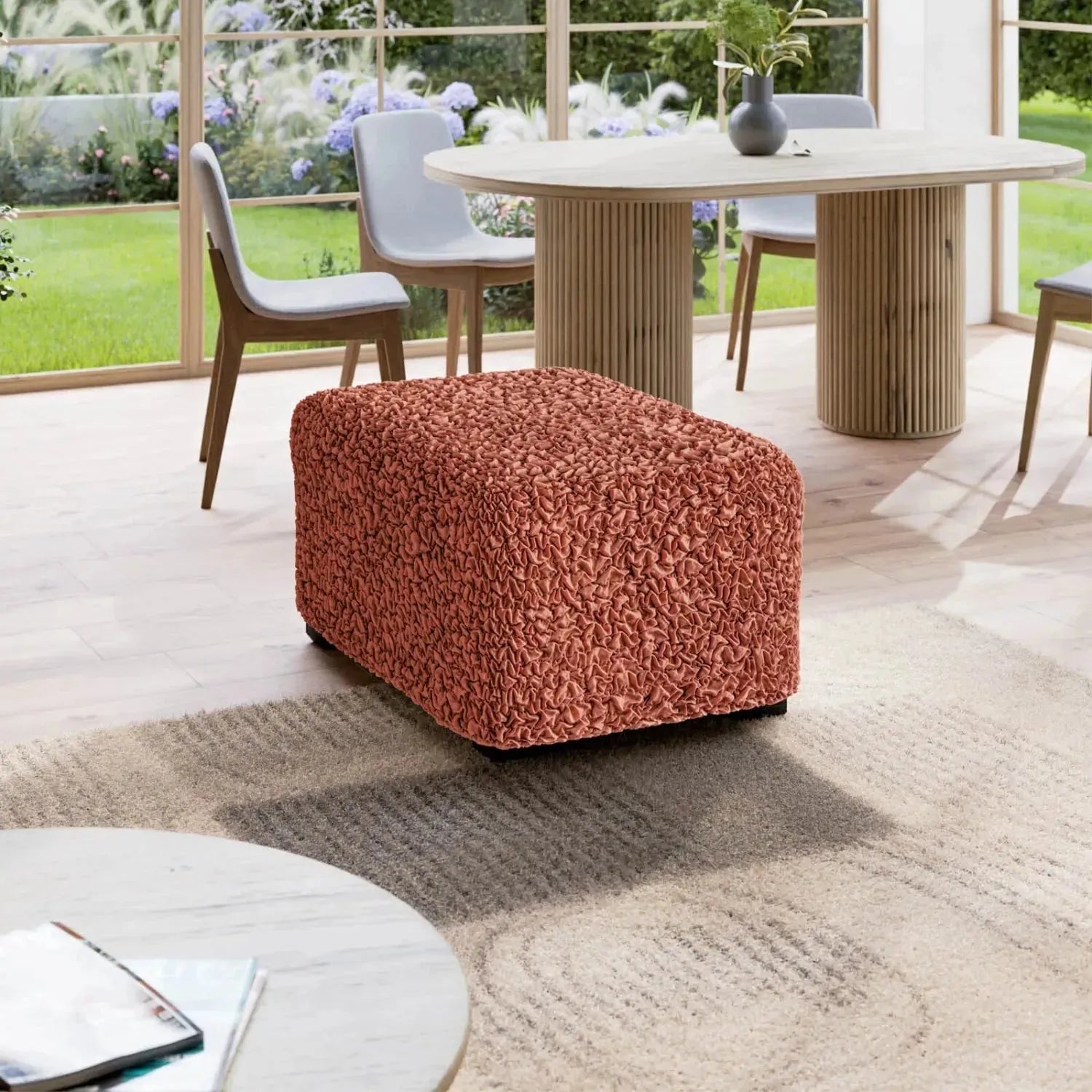 Ottoman Slipcover Medium Size - Premium Fuco Cotton Collection | Perfect for Living Room, Bedroom & Home Decor