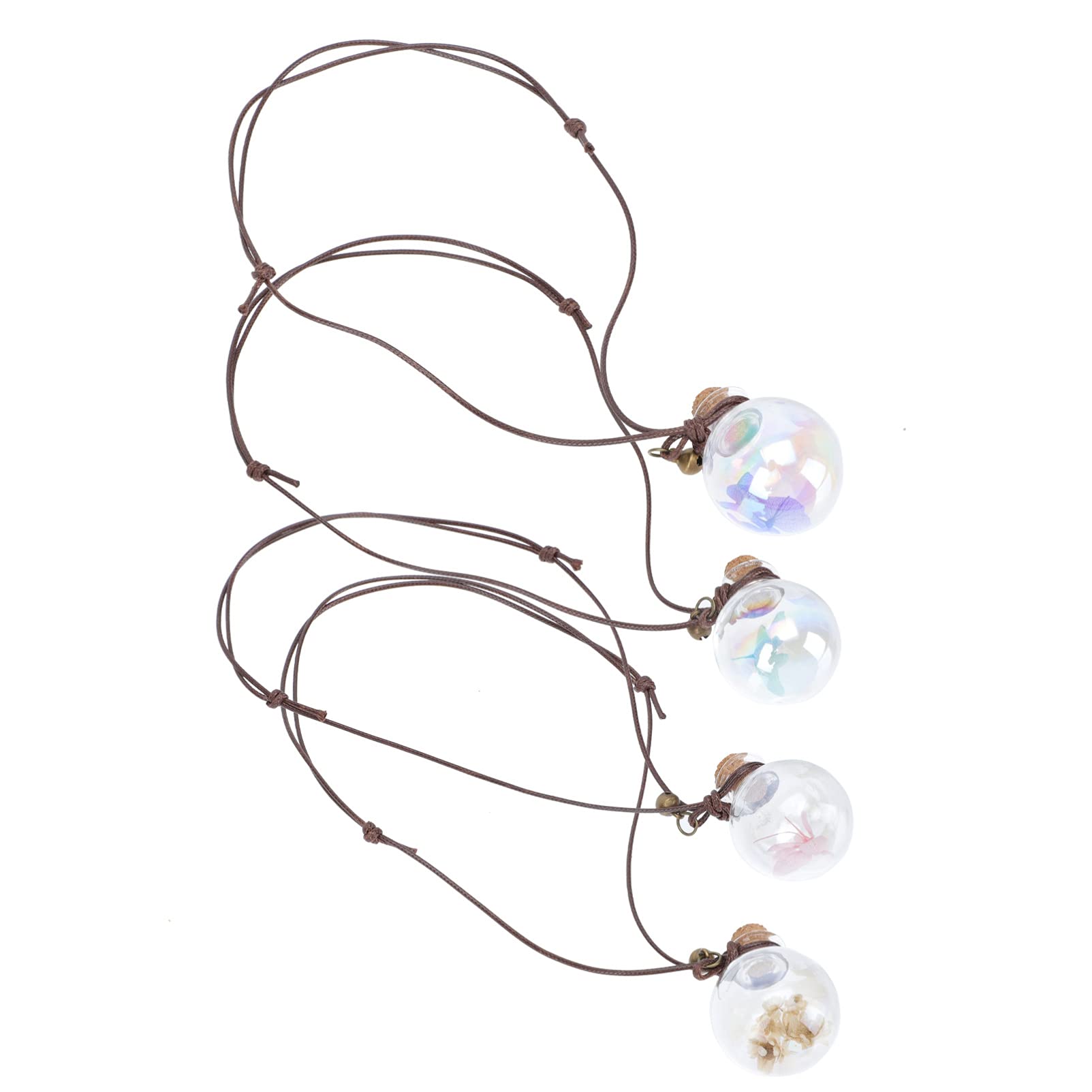 Beaupretty 4pcs Refillable Perfume Bottle Pendant - Car Interior Hanging Ornament, Glass Aromatherapy Air Freshener, Auto Perfume Necklace for Home, Office, and Travel Use