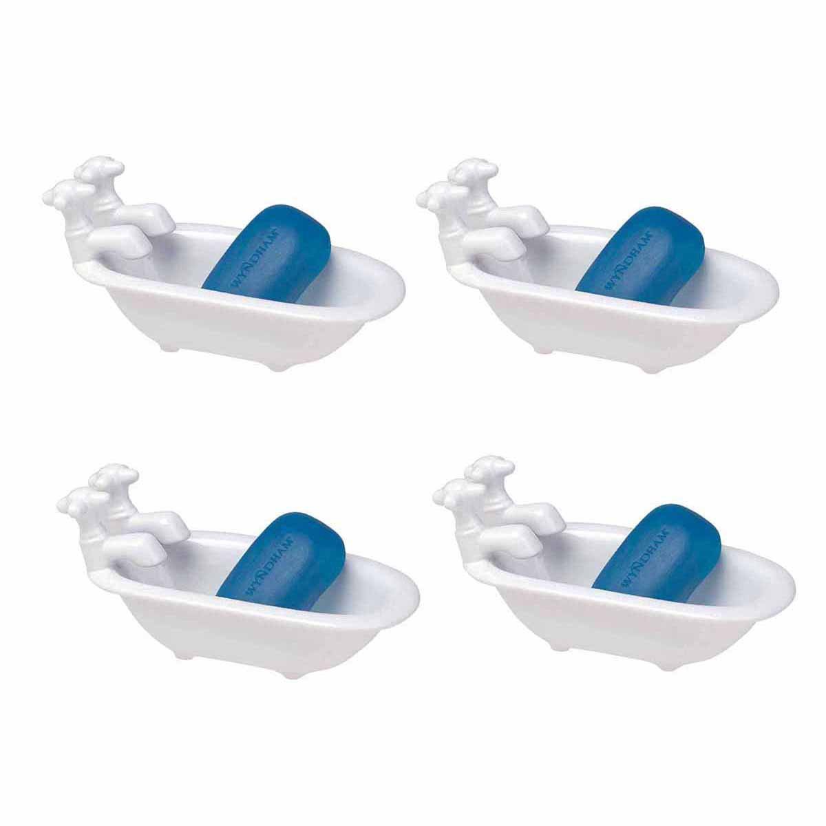 Vintage Porcelain Soap Dish with Clawfoot Tub Design - Sponge & Soap Holder Tray for Bathroom Decor - Perfect for Farmhouse, Victorian, and Retro Style Bathrooms