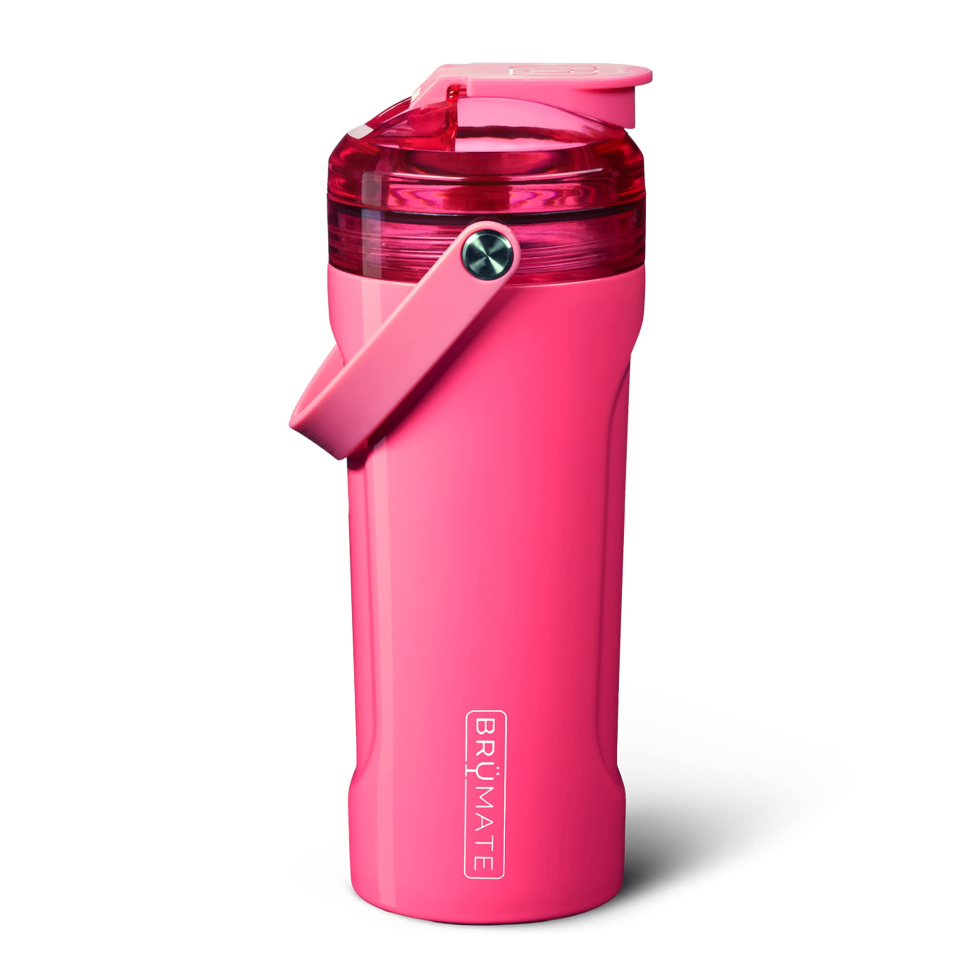 BrüMate MultiShaker 26oz Insulated Stainless Steel Protein Shaker Bottle - 100% Leakproof Gym & Workout Drink Mixer - Perfect for Protein Shakes, Pre-Workout Drinks & Post-Workout Recovery (Neon Pink)