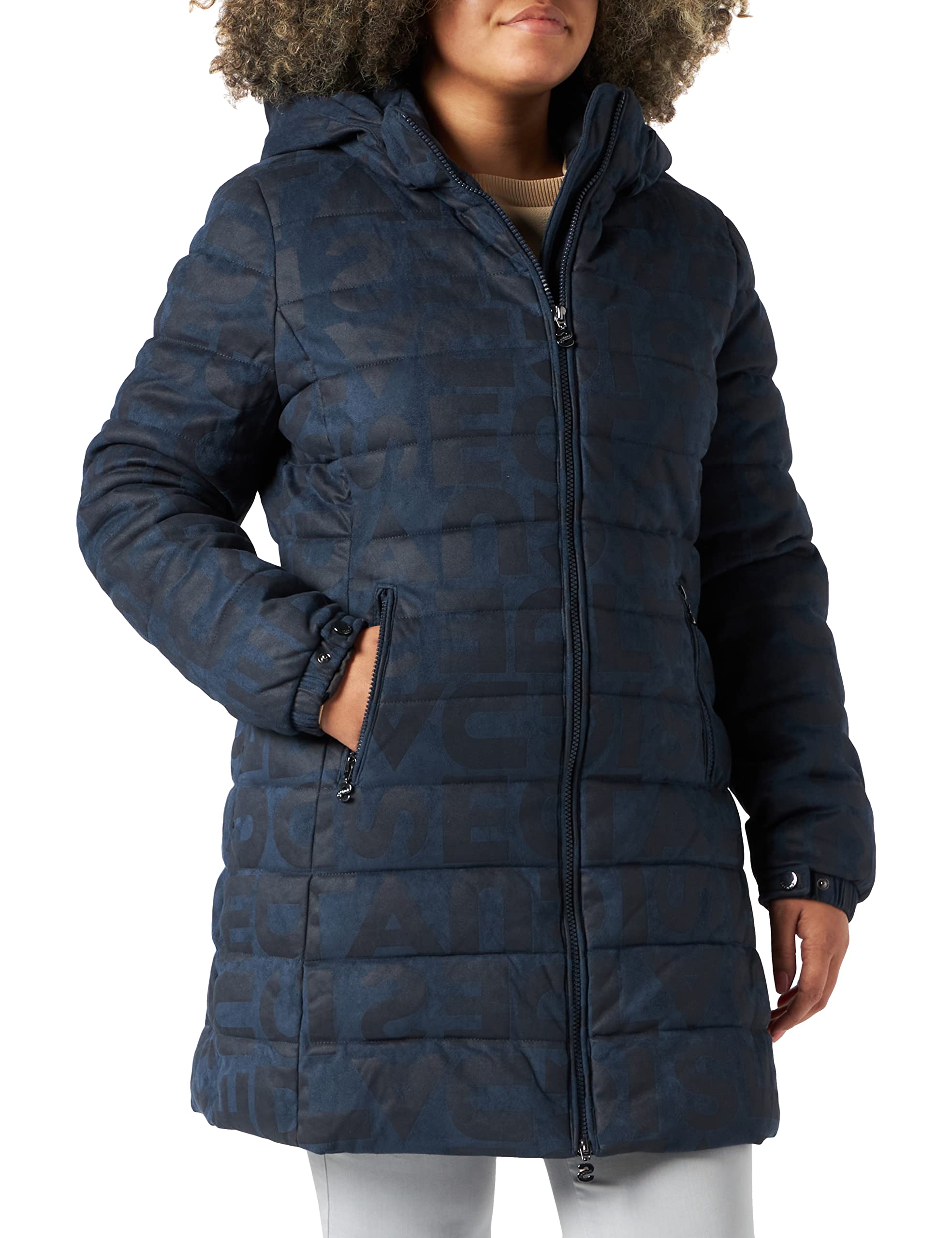 Desigual Women's Letter Print Coat - Stylish Winter Jacket for Women | Fashion Outerwear for Casual Outings & Office Wear