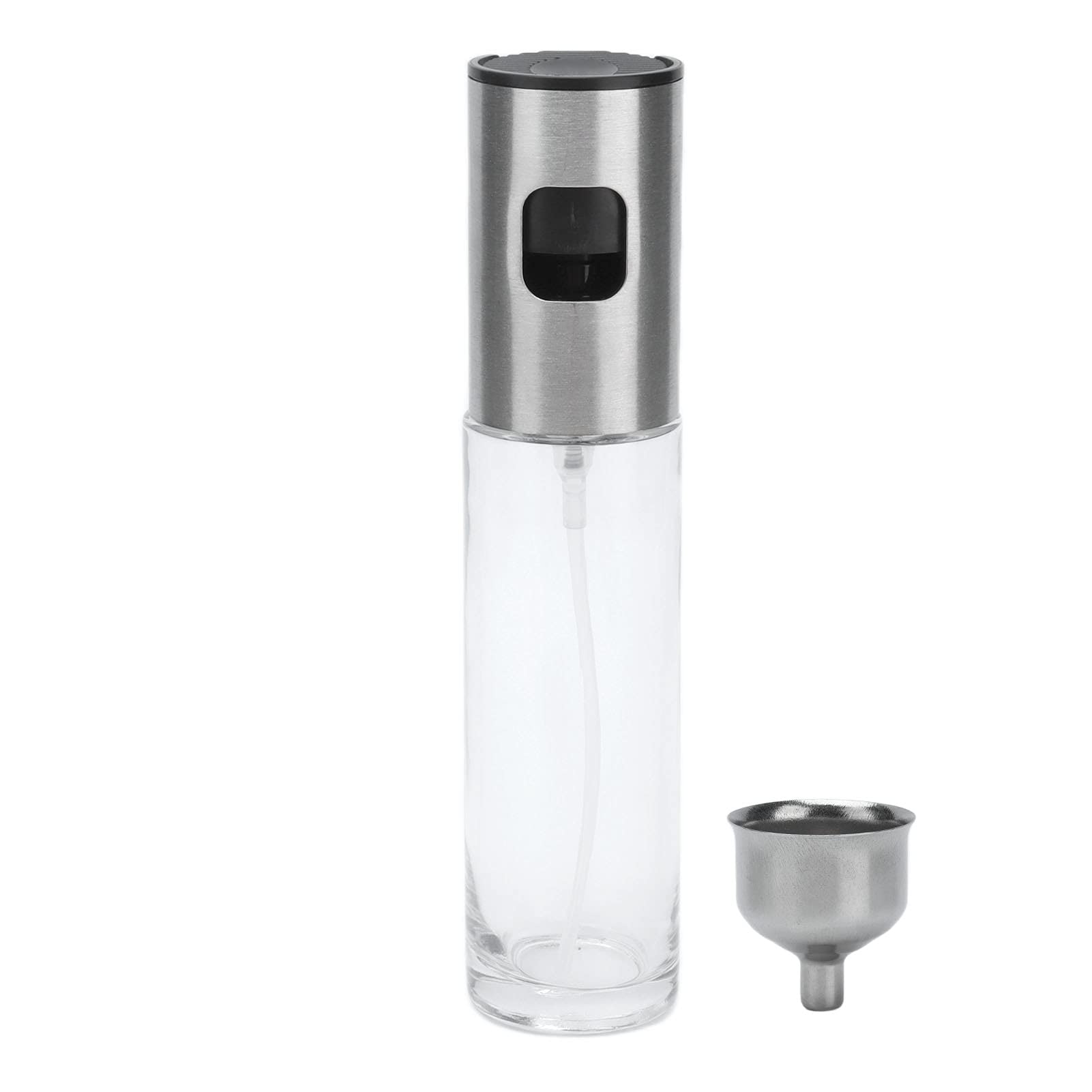 Stainless Steel Oil Sprayer Bottle 100ml - Push Type Olive Oil Sprayer for Kitchen, Cooking, Baking & Salad Dressing - Perfect for Home, Restaurant & Healthy Meal Prep
