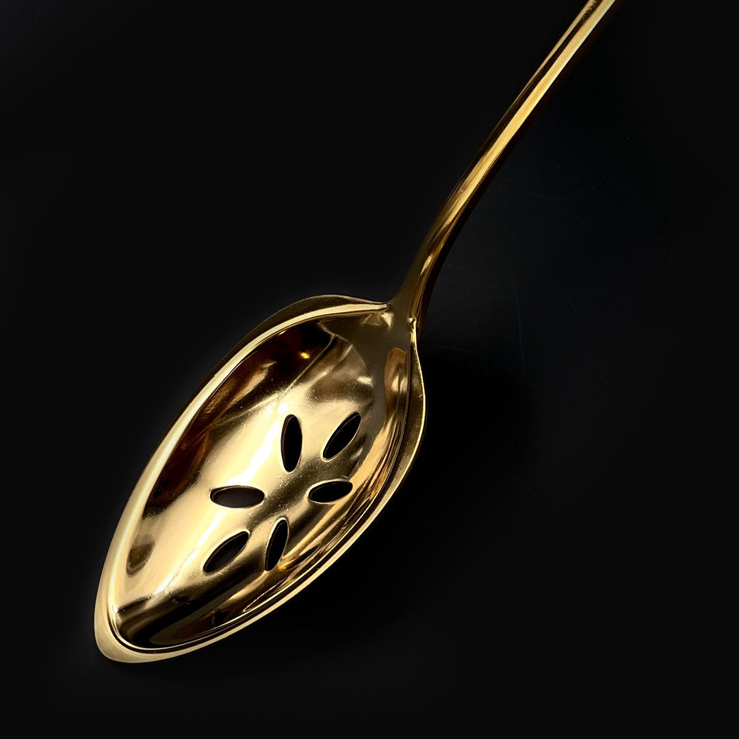 Premium 1 Tbsp Slotted Stainless Steel Spoon - Gold Plated Kitchen Utensil for Cooking, Serving & Measuring - Perfect for Sauces, Soups & Salad Dressing