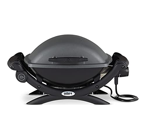 Weber Q 1400 Electric Grill - Black Portable Outdoor Grill for Patio, Camping & Tailgating | Classic Bundle with 2 Essential Accessories