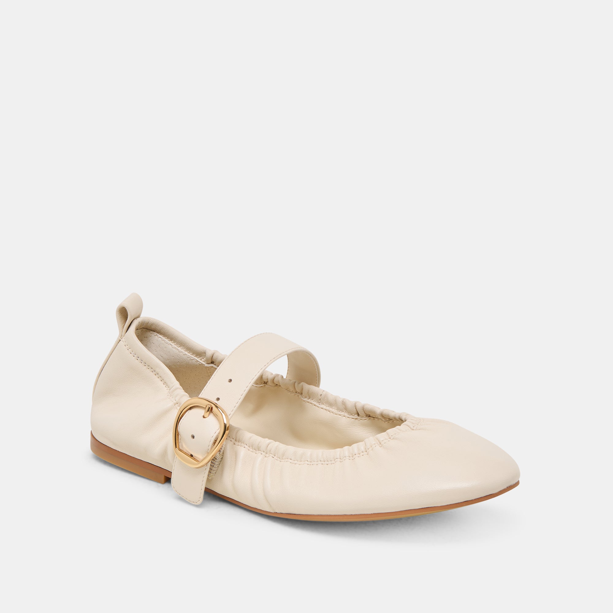 CAELY Women's Ballet Flats - Genuine Leather Comfortable Slip-On Shoes for Work, Office & Casual Wear - Bone Color