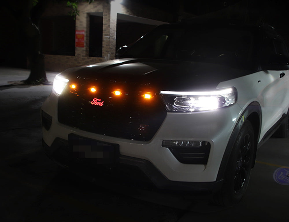 4-Piece Raptor Style Smoked Lens Amber LED Front Grille Light Kit - Universal Fit for Trucks & SUVs - Off-Road, Night Driving & Custom Styling