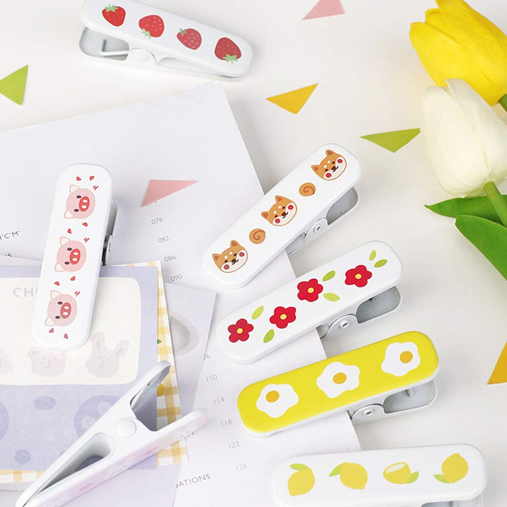 Amosfun Cute Cartoon Paper Clips - Stainless Steel Kawaii Bag Clips for Sealing Coffee, Snacks & Food Bags | Durable Metal Holder for Office, School & Kitchen Organization