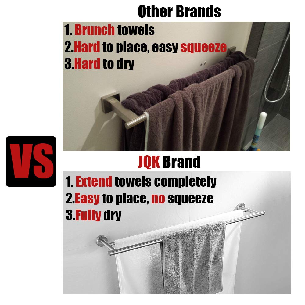 JQK 36 Inch Double Bath Towel Bar - Oil Rubbed Bronze 304 Stainless Steel Towel Rack (1mm Thick) - Wall Mounted Bathroom Towel Holder (39