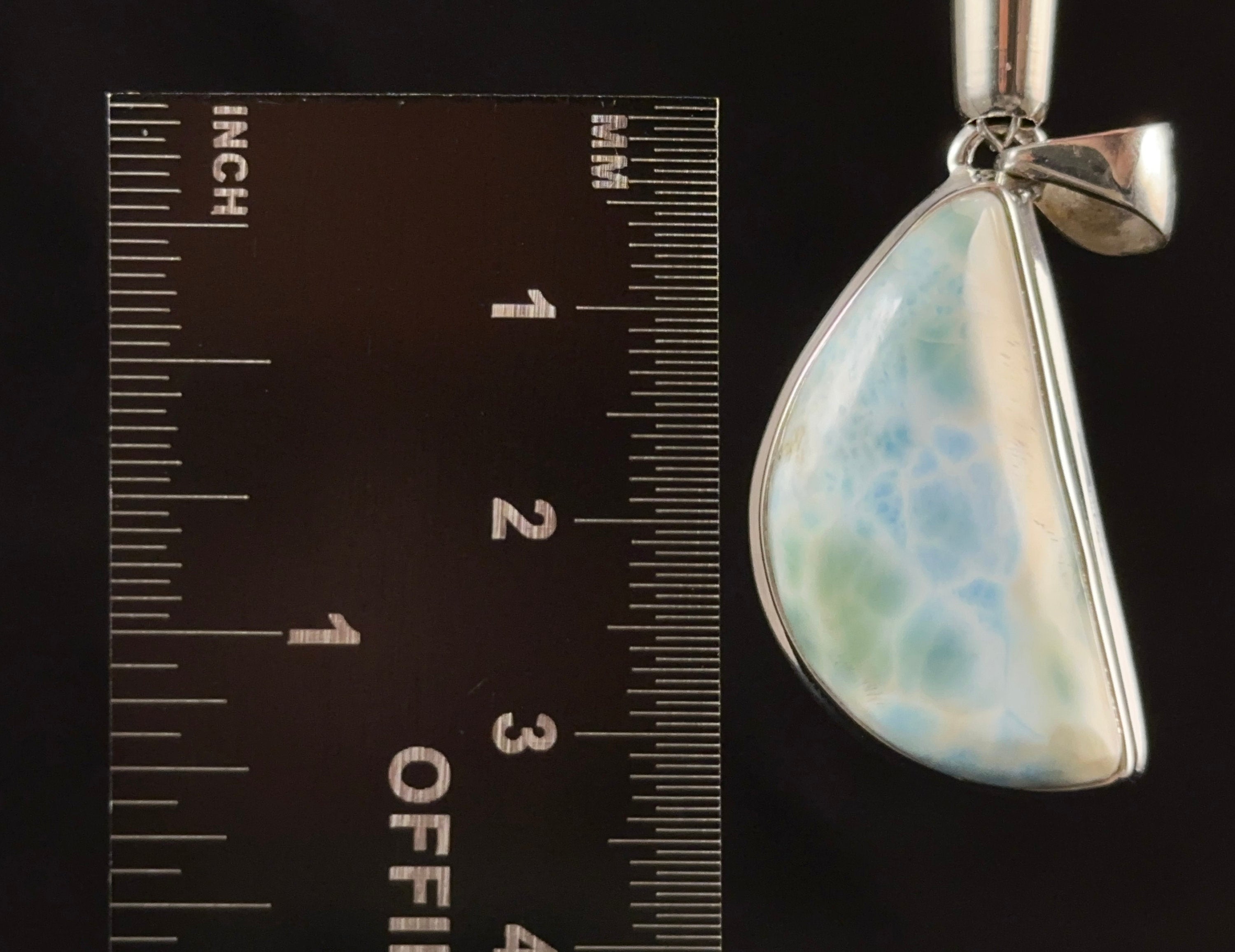 LARIMAR Crystal Pendant Necklace - Handmade Sterling Silver Gemstone Jewelry with Polished Cabochon & Open Back Bezel Setting (53382) | Perfect for Spiritual Healing, Meditation & Boho Fashion Accessories