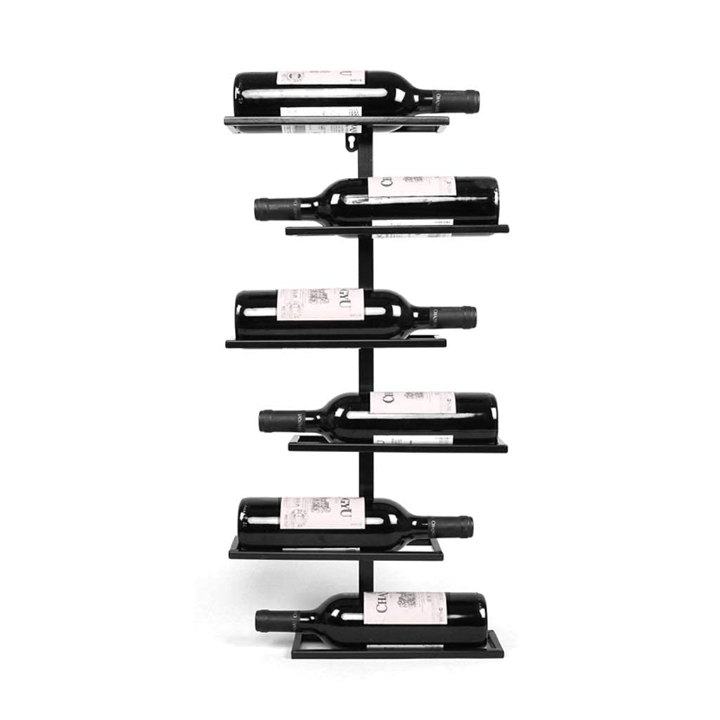 6-Bottle Wall Mounted Wine Rack Holder - Black Metal Wine Storage Shelf for Kitchen, Bar, Restaurant & Home Decor - Space-Saving Wine Organizer for Dining Room & Entertainment Areas