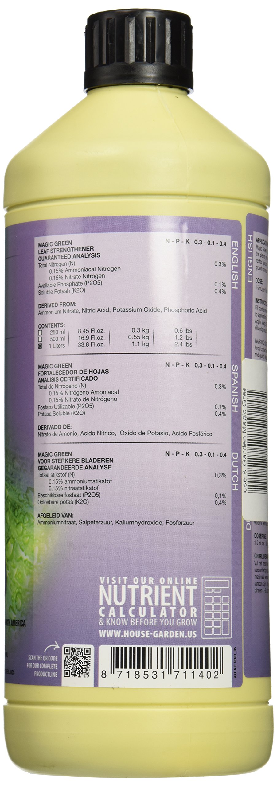 Magic Green Fertilizer 1L - Organic Plant Food for House & Garden - Promotes Healthy Growth for Indoor & Outdoor Plants - Perfect for Flowers, Vegetables, and Lawns
