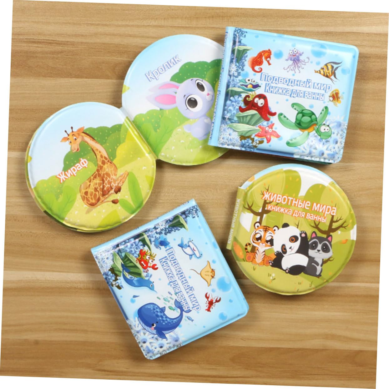 HEMOTON 2-Pack Waterproof Baby Bath Books - Cute Animal Cartoon Bathtime Toys for Toddlers | Fun Sensory Learning During Bath Time