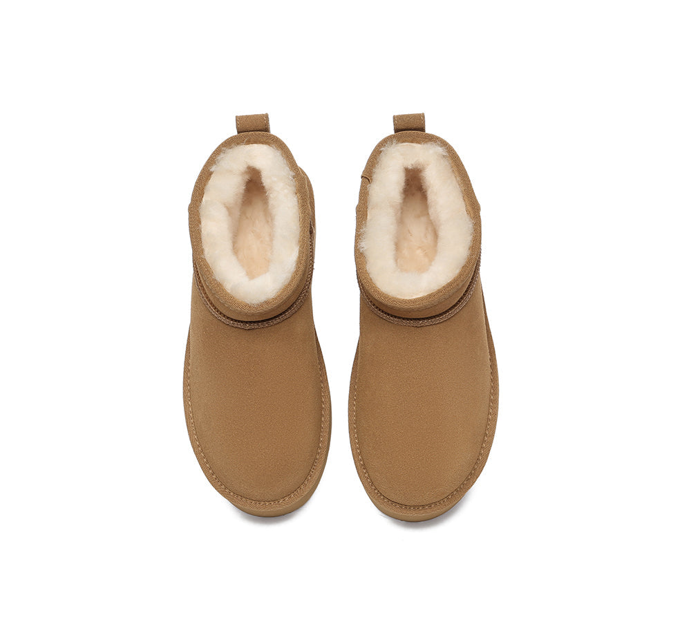 Australian Shepherd UGG Boots - Genuine Sheepskin Wool Ankle Boots with Ultra Platform for Women | Cozy Winter Shoes for Indoor & Outdoor Wear, Fashion Slippers for Home, Office, and Casual Outings