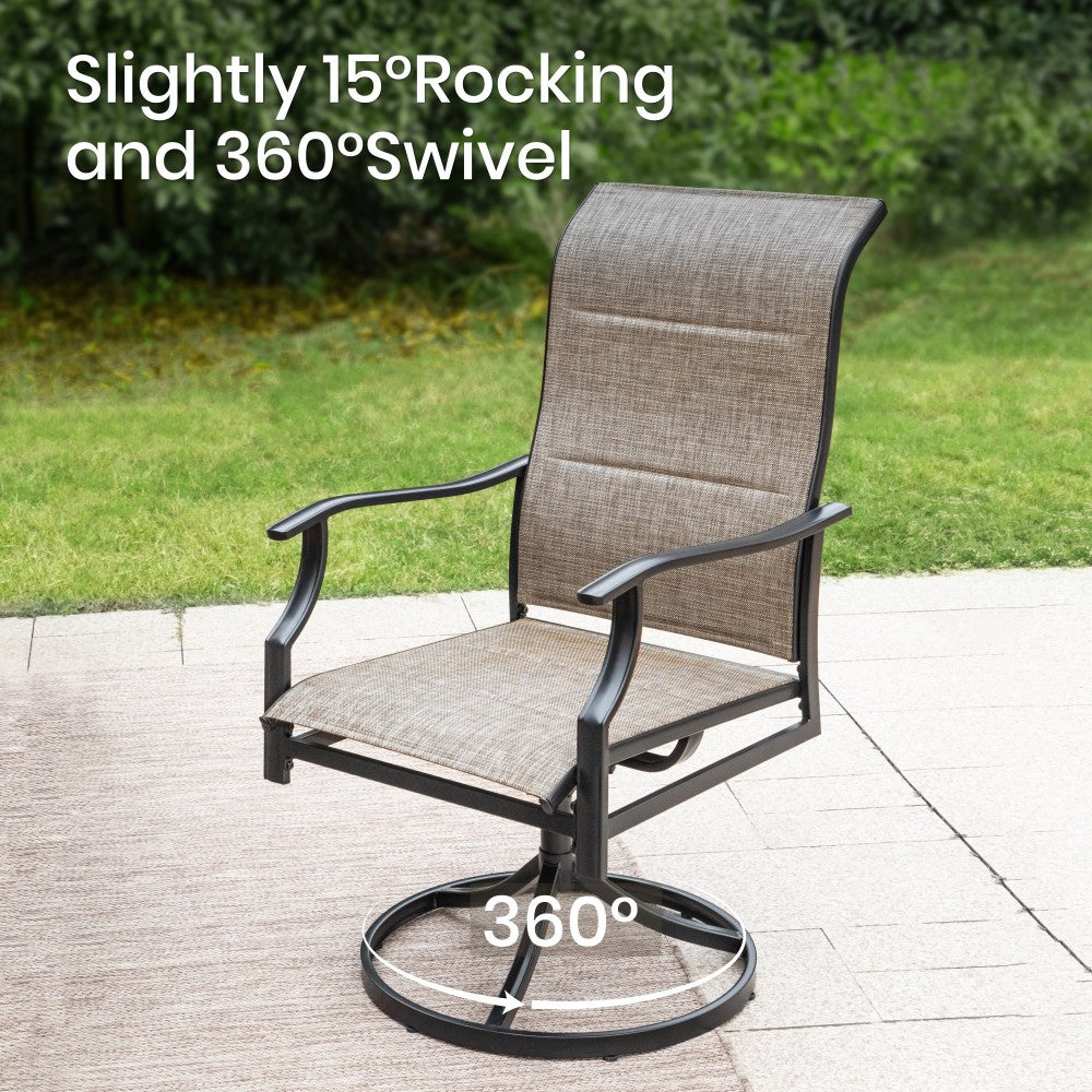 PHI VILLA 8-Piece Outdoor Patio Dining Set - 13ft Market Umbrella with High Back Textilene Swivel Chairs & Durable Metal Table - Perfect for Backyard, Poolside, and Garden Entertaining