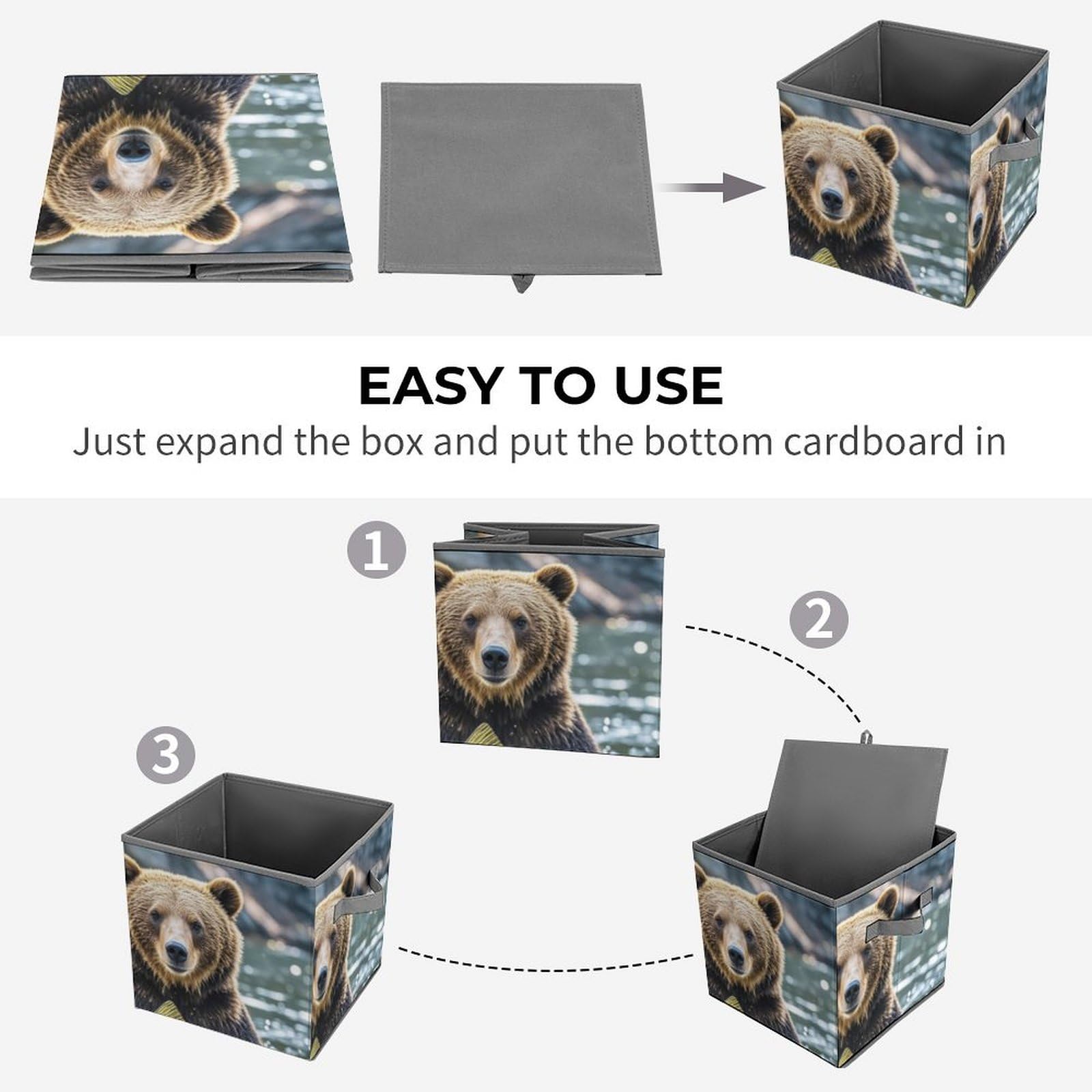 Bear-Shaped Collapsible Storage Bin - 10.6