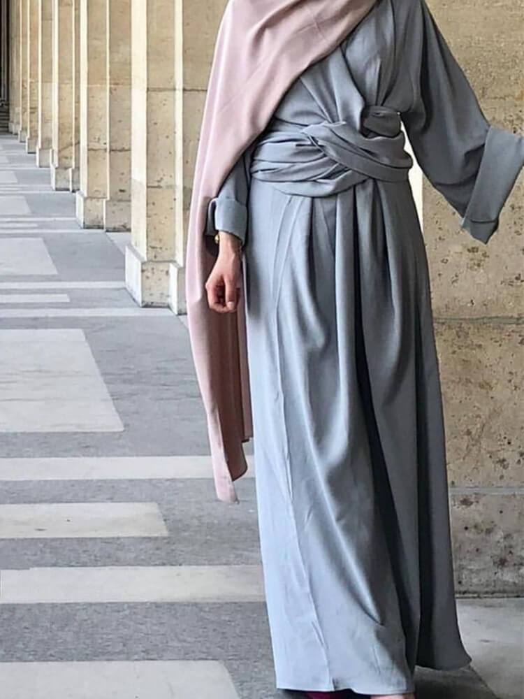 Stylish Plaid Bandage Abaya Dresses for Women - Modest Muslim Fashion for Daily Wear & Special Occasions