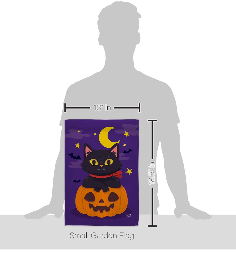 Halloween Kitty Garden Flag Set - Spooky Black Cat & Pumpkin Decor for Fall Yard
