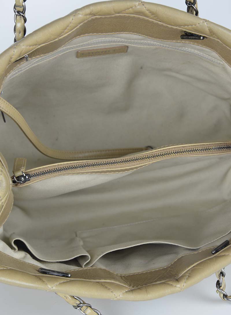 Chanel Matelassé Leather Beige Shopping Tote Bag - Luxury Designer Handbag for Women, Perfect for Work, Travel & Everyday Use
