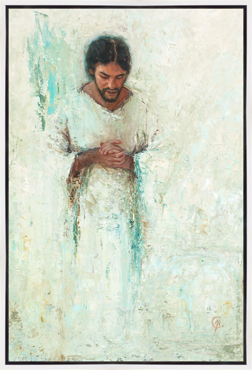 Rabboni in Prayer Gallery Wrap Canvas - Religious Christian Wall Art for Home & Church Decor - Perfect for Living Room, Bedroom & Worship Spaces
