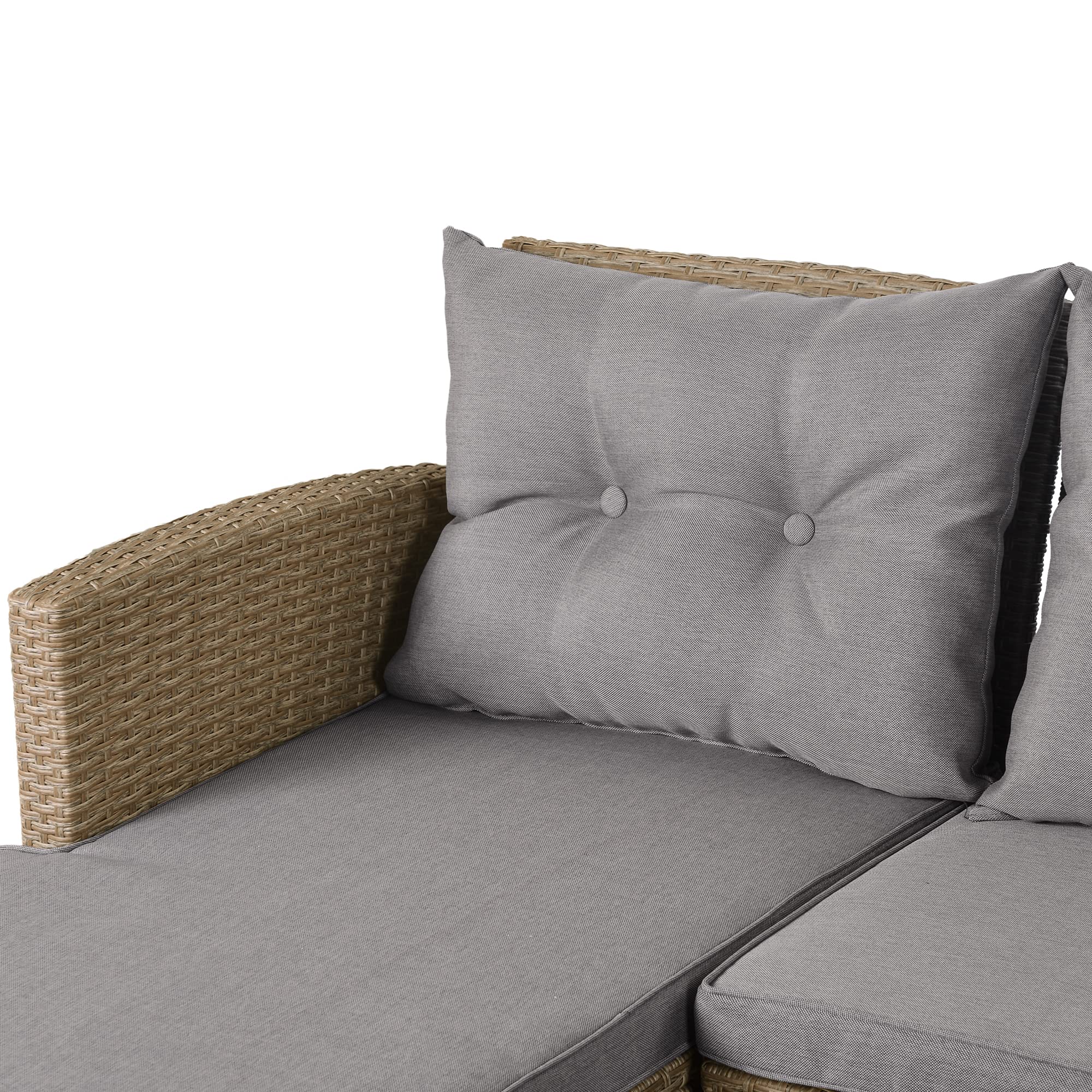 4-Piece Outdoor Patio Furniture Set - Wicker Rattan Sectional Sofa with Cushions for Garden, Poolside & Backyard Relaxation