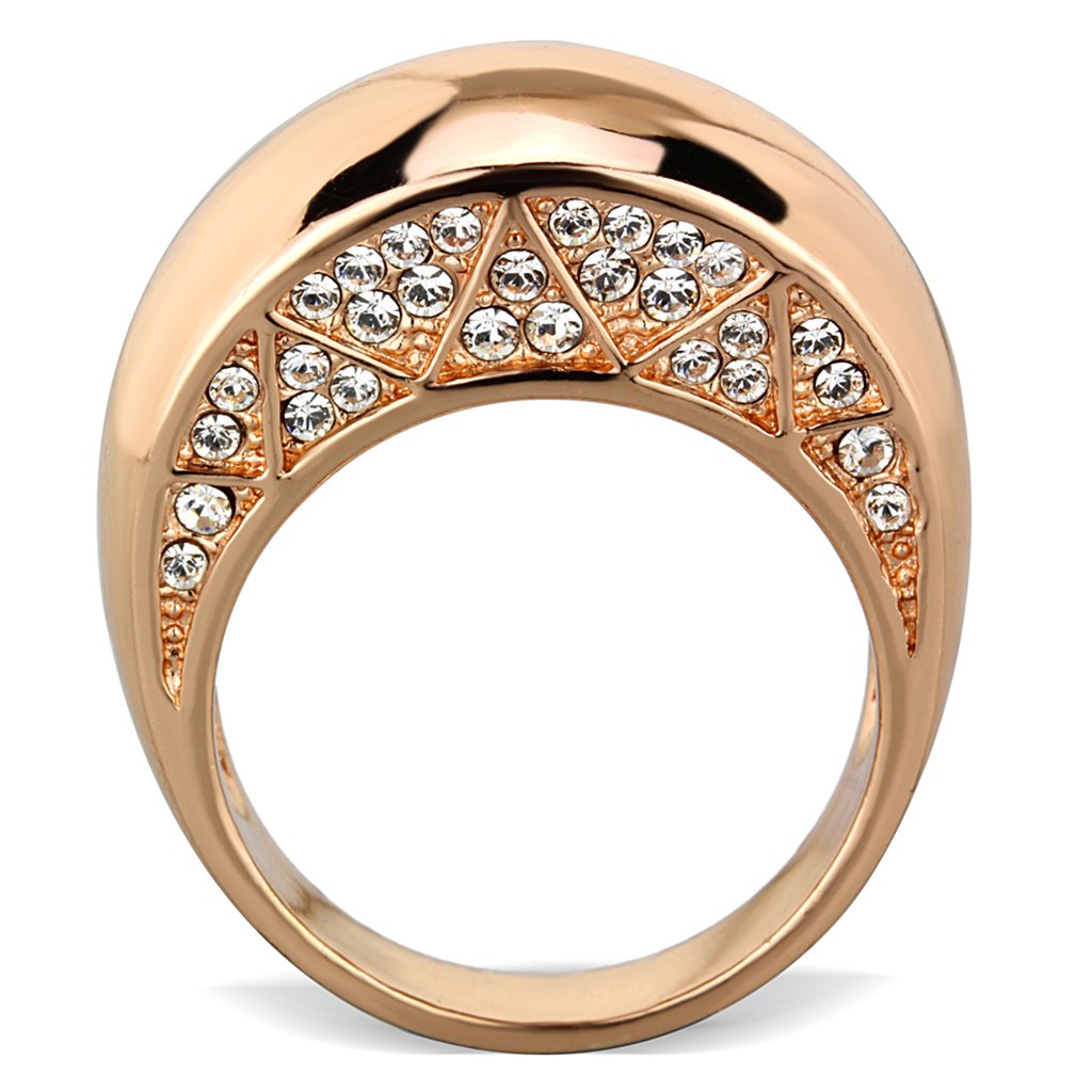 Rose Gold Plated Crystal Dome Ring for Women - Size 5-10 | Elegant Fashion Jewelry for Parties & Gifts
