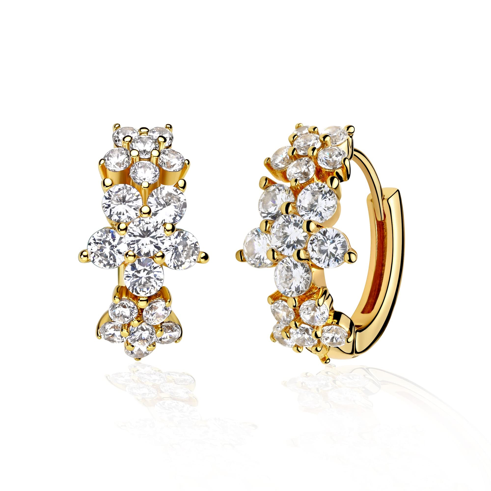 VACRONA 14k Gold Plated Cubic Zirconia Huggie Hoop Earrings for Women - Tiny, Lightweight, Simple Small Hoop Earrings - Perfect for Everyday Wear, Gifts, Parties & Special Occasions