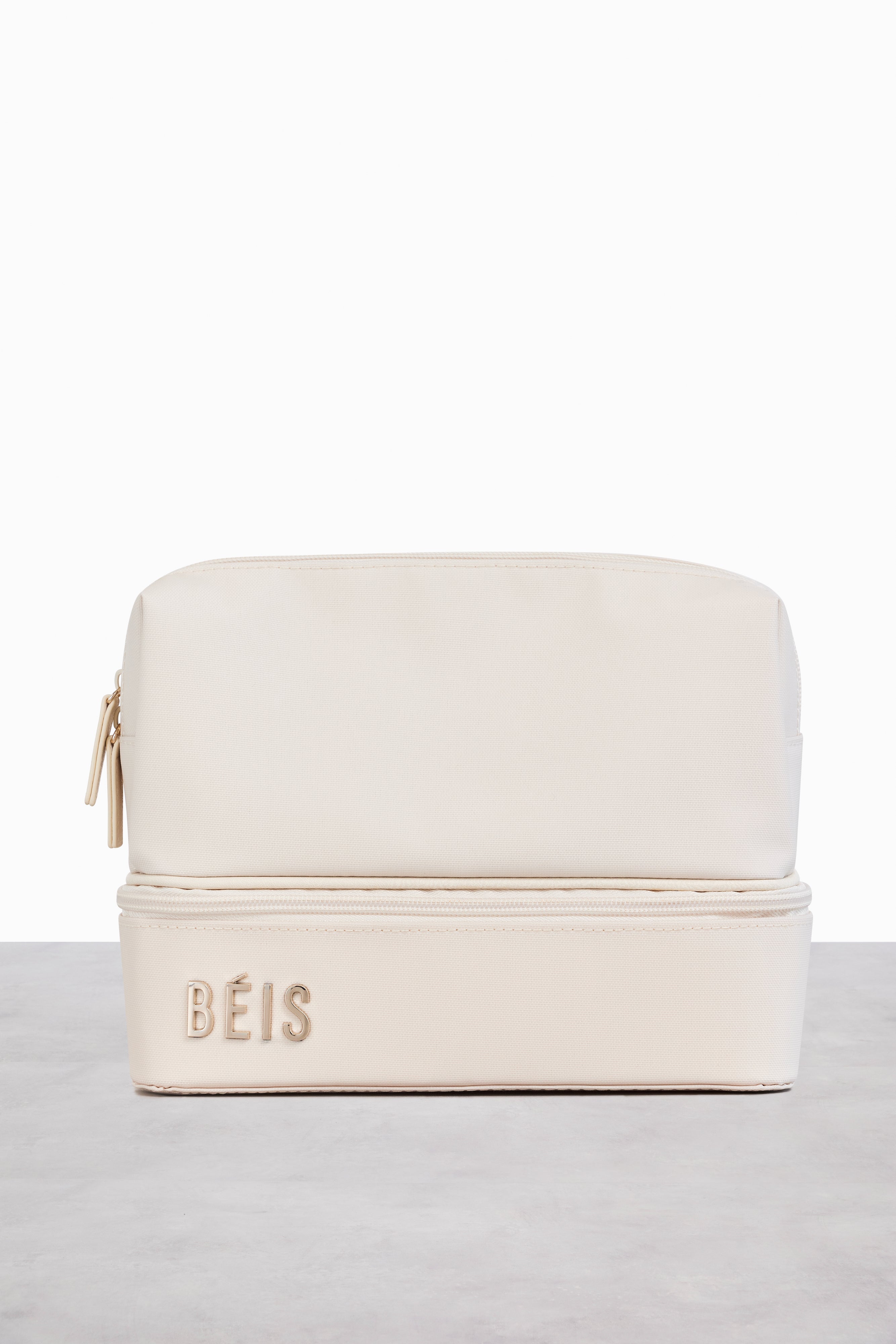 Beige Makeup Organizer - Travel Cosmetic Bag with Multiple Compartments for Makeup Brushes, Lipsticks & Skincare | Perfect for Home, Travel & Vanity Storage
