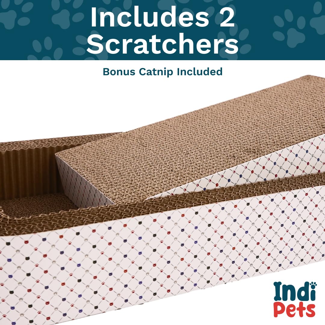 Premium Cat Scratching Bed with Built-in Scratcher - 2-in-1 Comfortable Open Cat Bed & Scratching Post for Indoor Cats - Perfect for Lounging, Napping & Claw Maintenance
