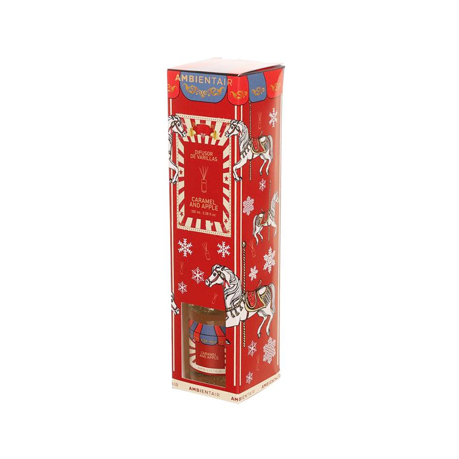 Ambient Air Mikado Caramel & Apple El Carrusel AA Christmas Scented Candle (100mL) - Perfect for Holiday Decor, Cozy Home Fragrance & Gift Giving
