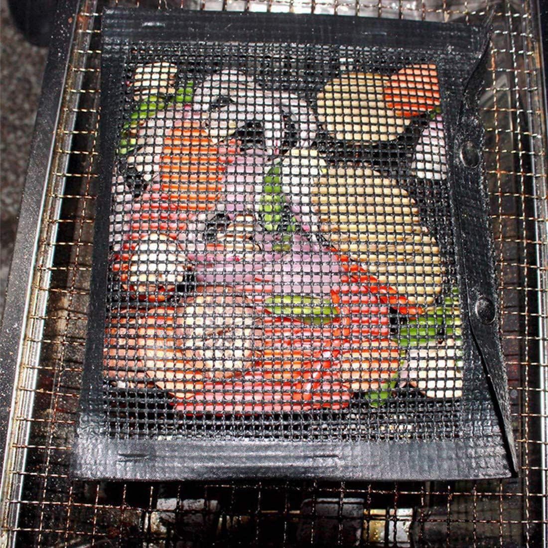 **Non-Stick BBQ Grill Pouches - 2/3pcs Mesh Grill Bags for Outdoor Cooking, Camping & Picnics - Perfect Father's Day Gift - Portable & Durable for Kitchen & Backyard Grilling (Black, Large)**