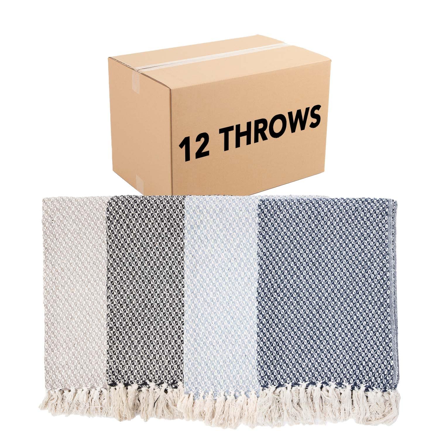 Arkwright 12-Pack Reversible 100% Cotton Lightweight Blankets - 50