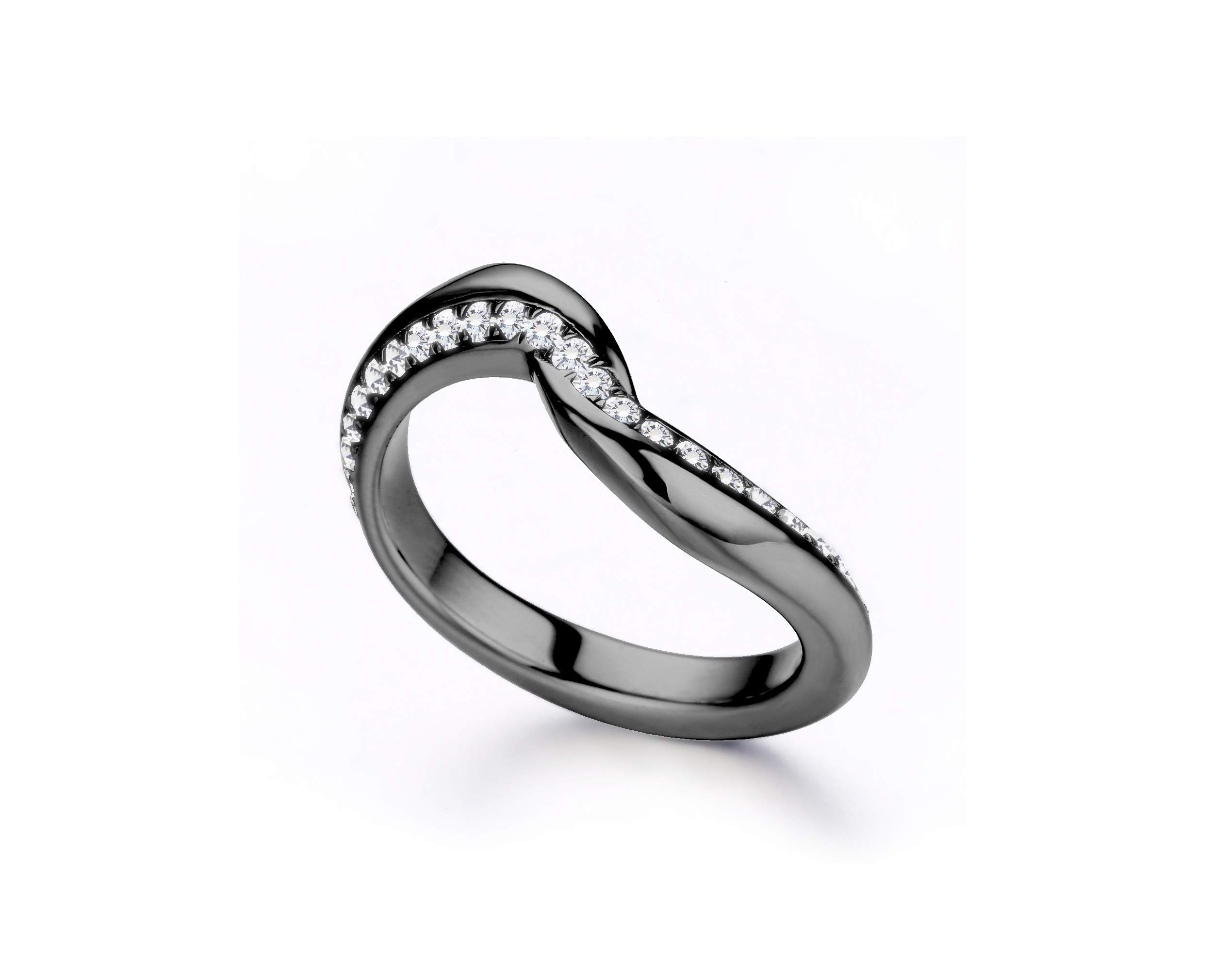 14K Gold Swirl Eternity Ring with Pave Diamonds - April Birthstone Wedding Band & Engagement Ring for Women | Unique Non-Traditional Minimalist Jewelry | Perfect for Anniversaries, Proposals & Special Occasions