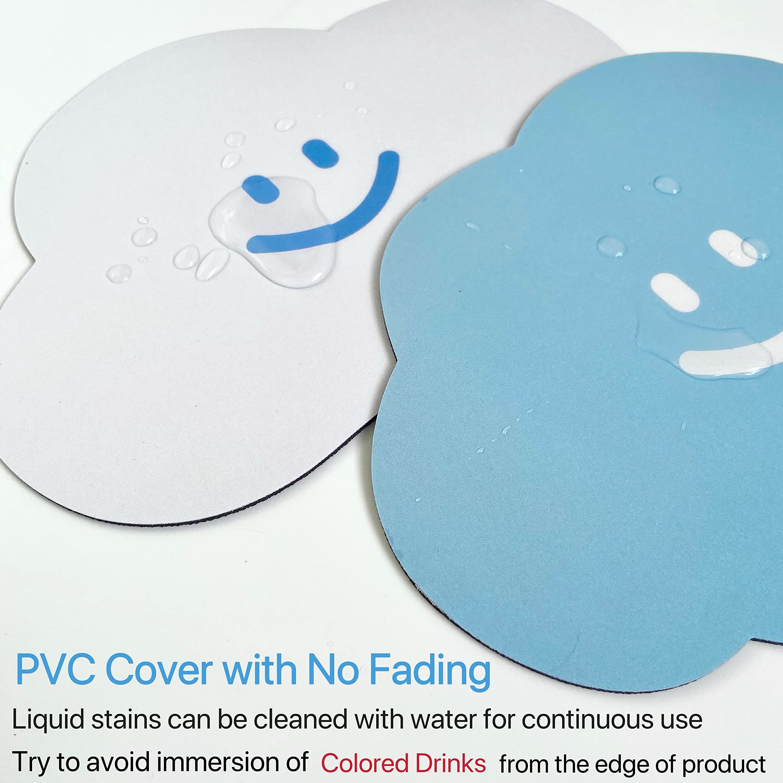 Cute 2-Pack Small Waterproof PVC Mouse Pad with Non-Slip Rubber Base - Personalized Computer Mouse Mat for Office & Home Use - Perfect for Gaming, Work, and Study (Cloud Design)