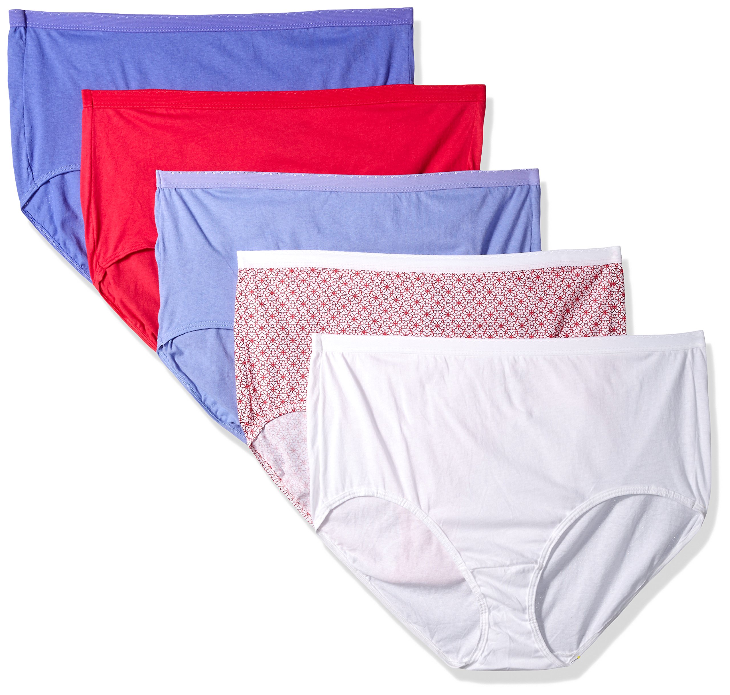 Fruit of the Loom Women's Plus Size Cotton Underwear 5-Pack - Soft Breathable Brief Panties for Everyday Comfort & All-Day Wear