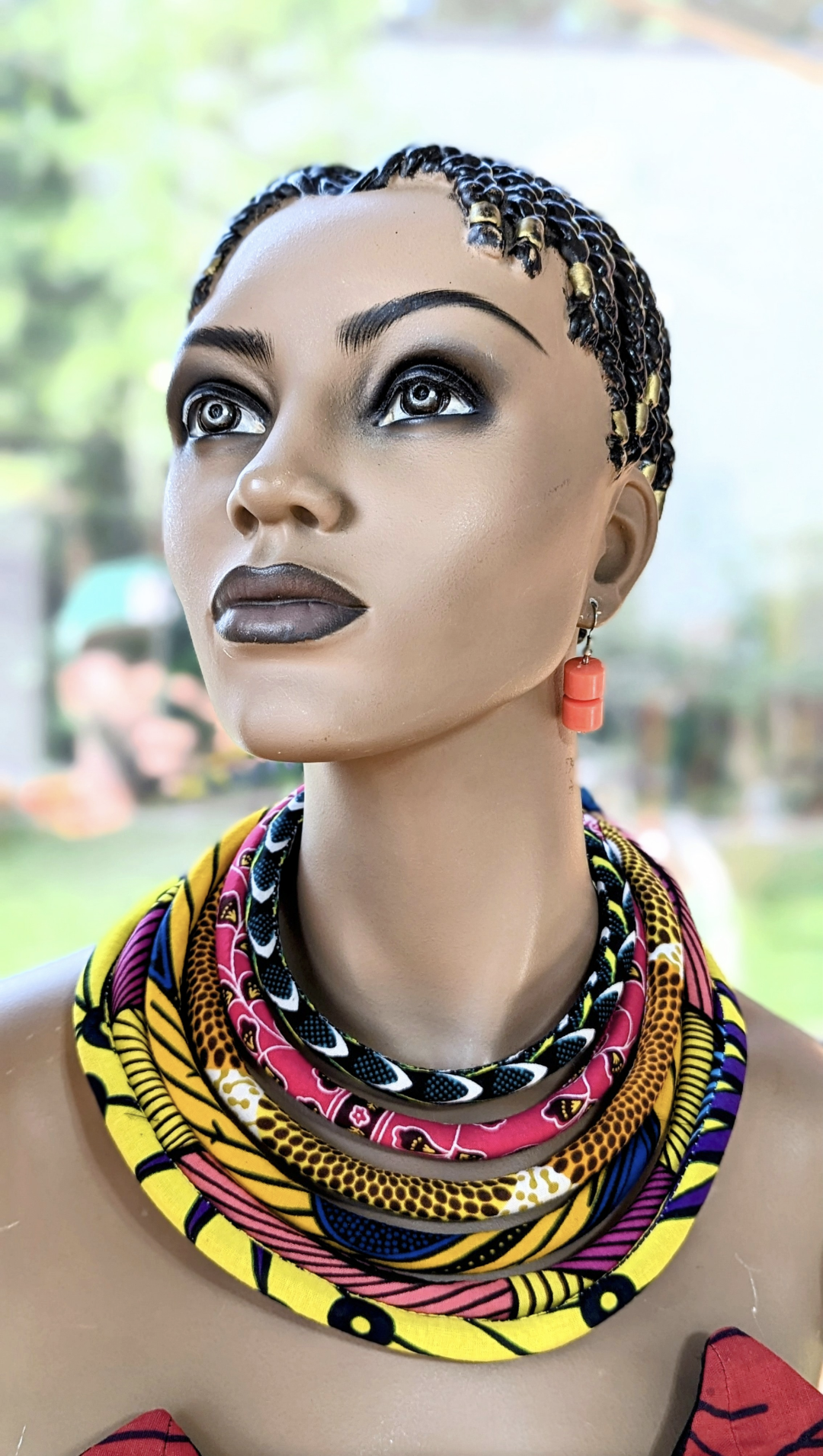 Stylish African Print Ankara Wrapped Necklace - DPNLNA5 by Dupsie's Nhyira | Perfect for Weddings, Parties & Cultural Events