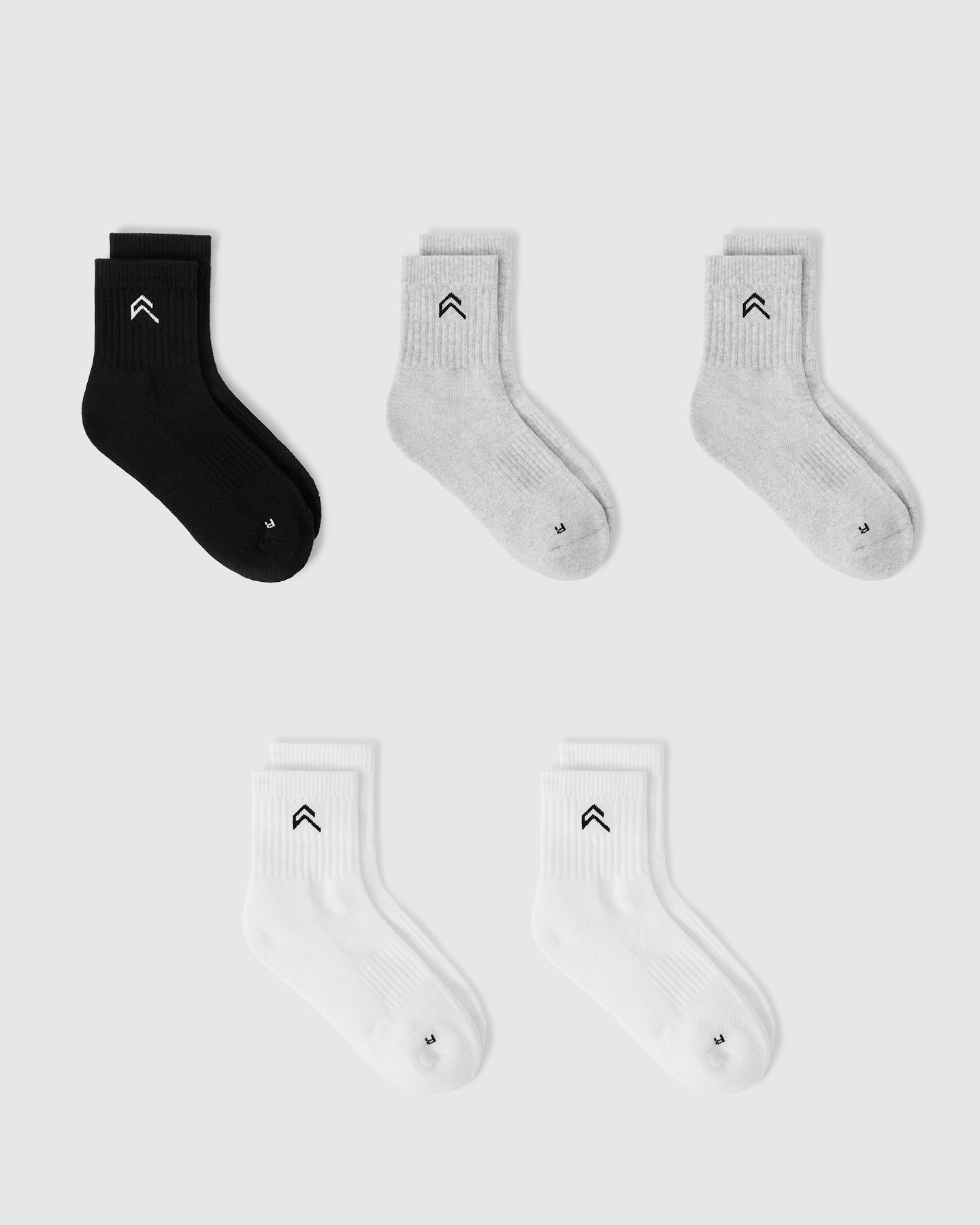 Premium 5-Pack Mid Crew Socks for Men & Women - Grey, White, Black | Comfortable Everyday Casual & Athletic Socks for Work, Gym & Outdoor Activities