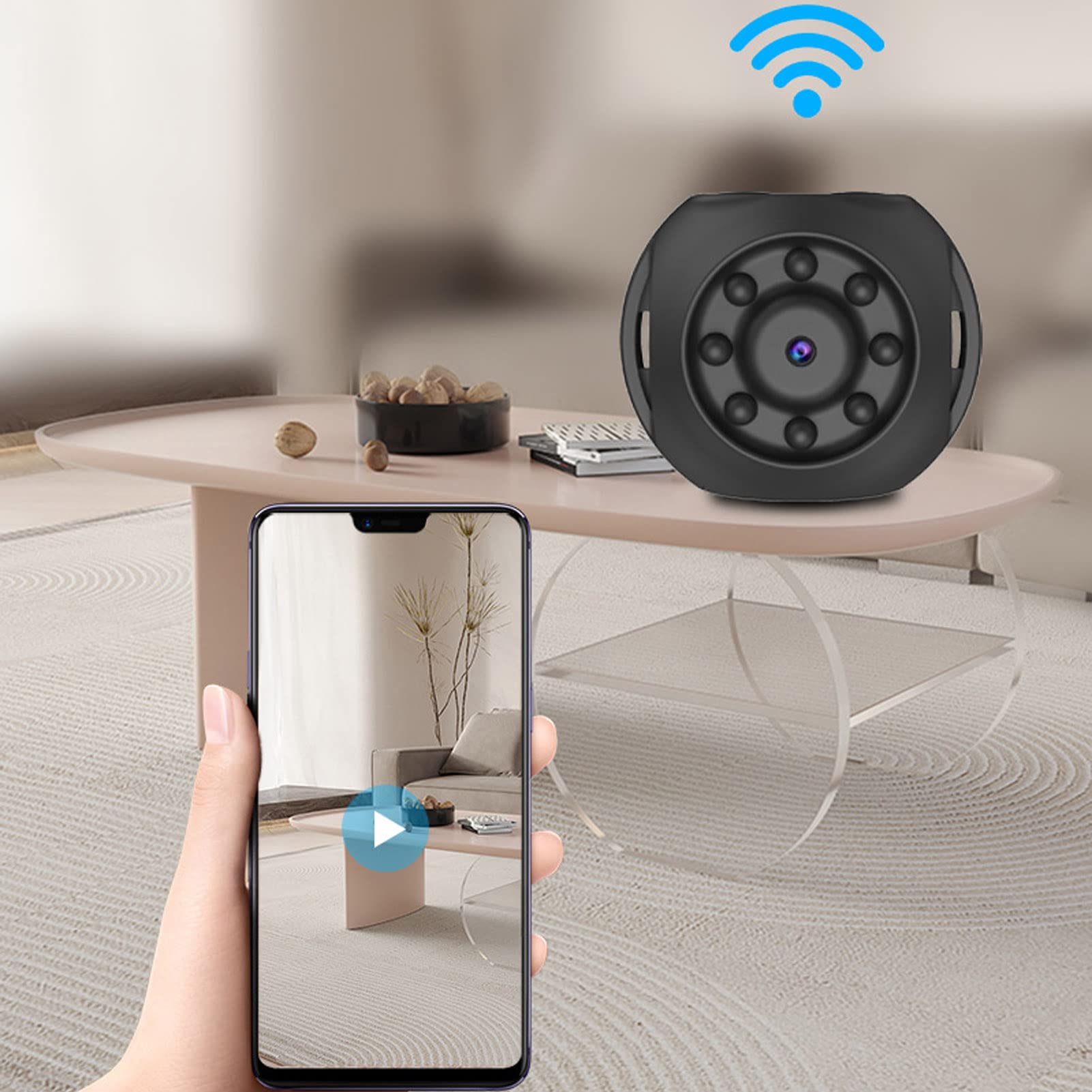 1080P Small IP Hotspot Security Camera with Infrared Night Vision - Mini USB Wireless Camera for Home, Office & Store Surveillance - Monitor Pets, Babies & Business Security in Real Time