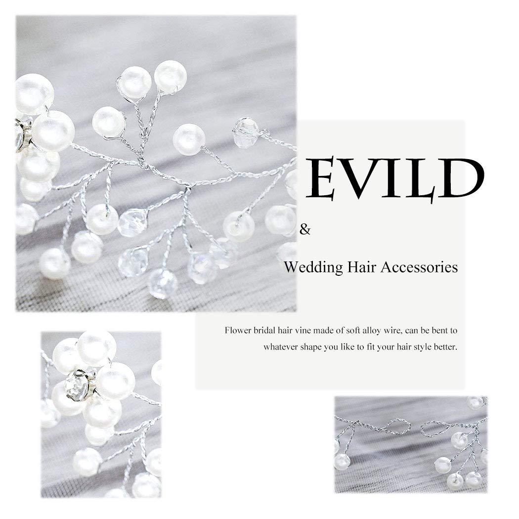 Bridal Pearl Hair Vine - Silver Flower Wedding Hairpiece for Women - Perfect for Brides & Formal Events