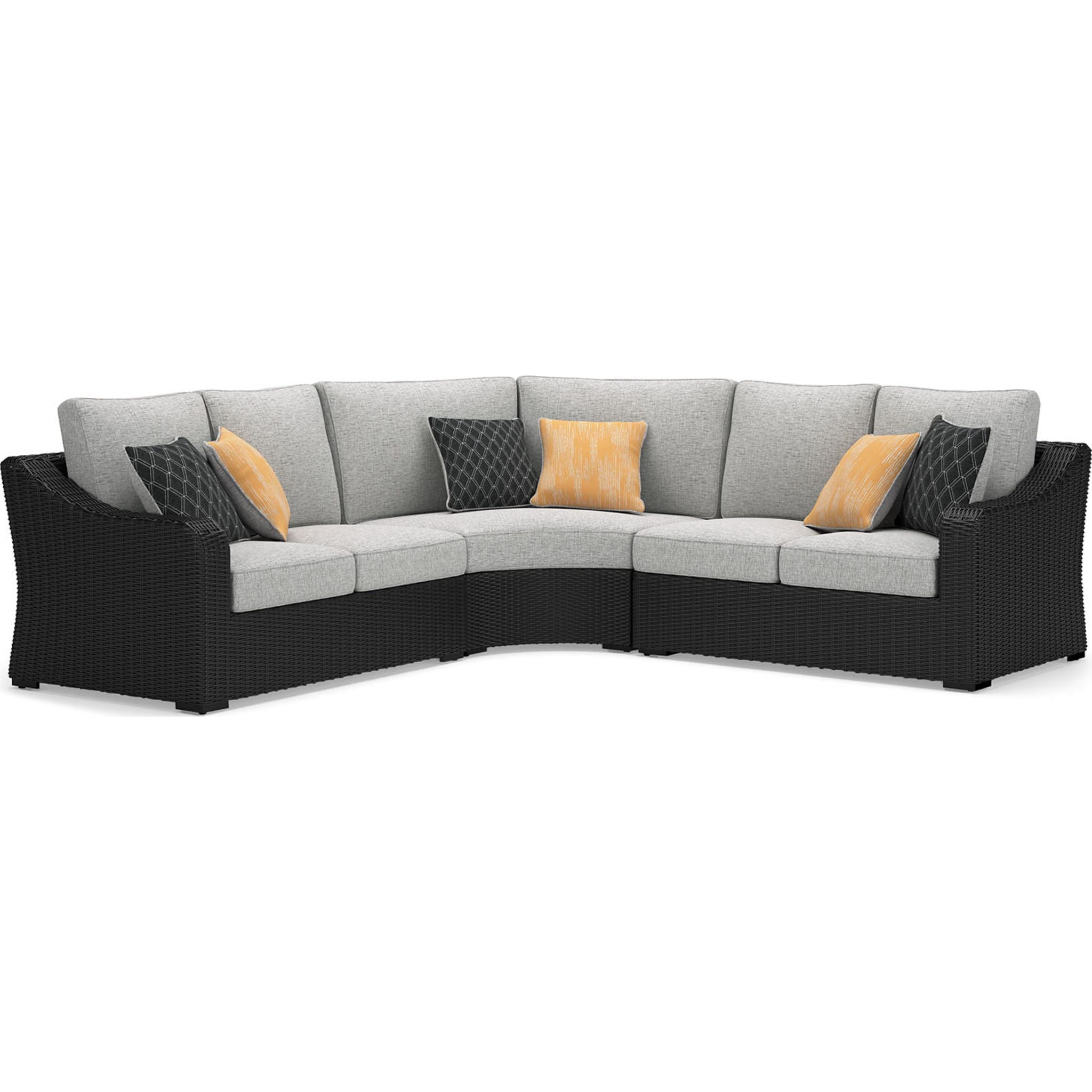 Beachcroft 3-Piece Modular Outdoor Patio Furniture Set - Waterproof Wicker Sofa Sectional with Cushions for Garden, Poolside, Backyard & Balcony