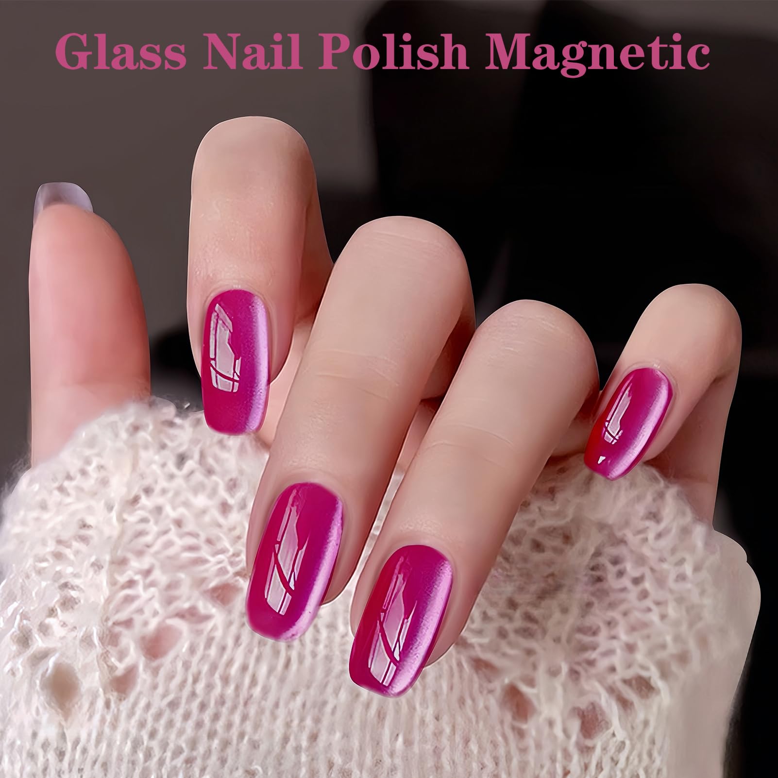 Hot Pink Jelly Cat Eye Gel Nail Polish - Magnetic Nail Polish Gel with Glossy Finish, Translucent & Glass Effect for Girls & Women - Perfect for Parties, Weddings, and Special Occasions