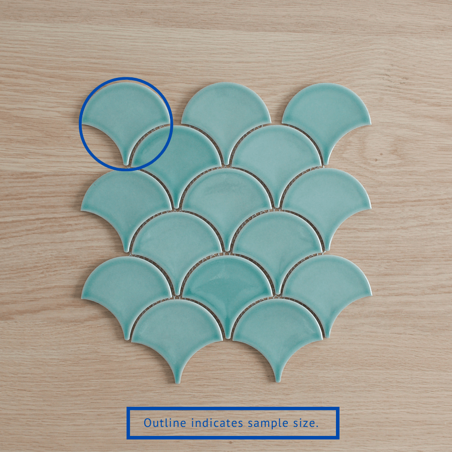 Coral Bay Mint Green Fish Scale Tile Sample - Perfect for Bathroom, Kitchen Backsplash, and Pool Designs