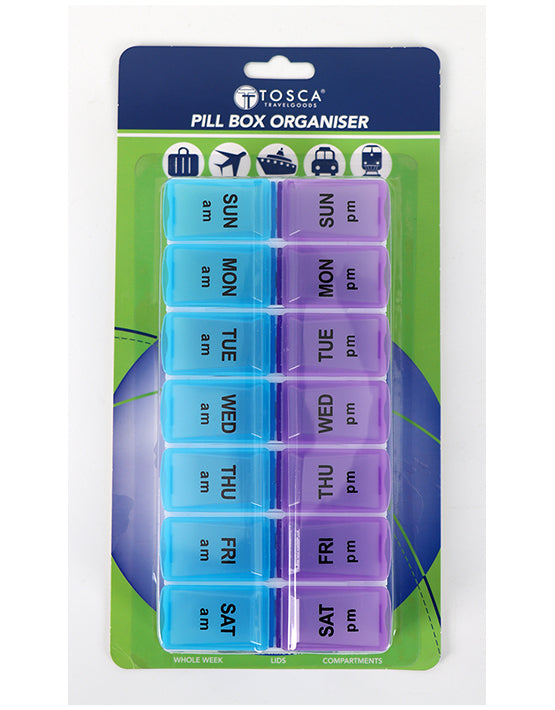 Tosca Pill Organizer Box - Weekly Medication Reminder for Pills, Vitamins & Supplements - Perfect for Travel, Home & Daily Use