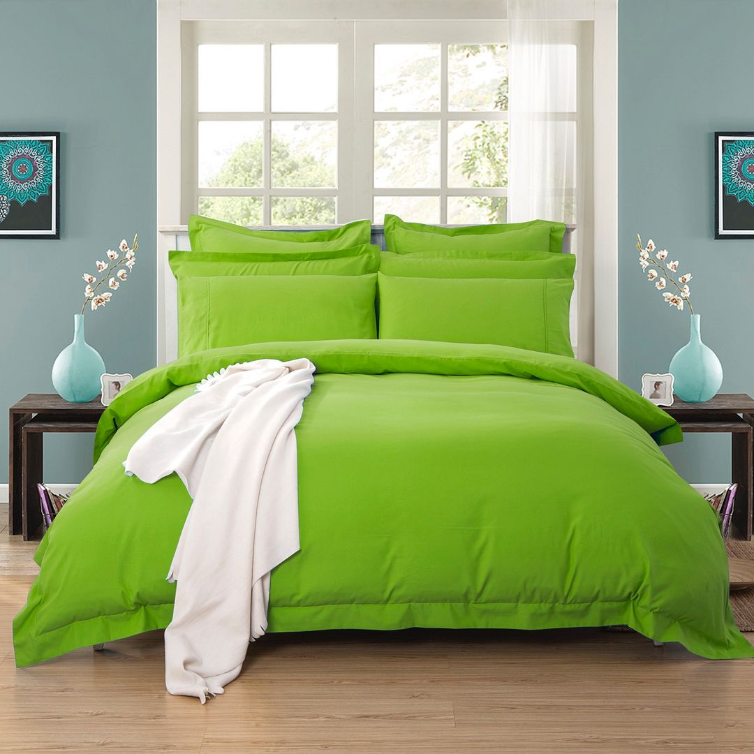 Premium 1000 Thread Count Double Size Green Duvet Cover Set - Soft Luxury Bedding for Master Bedroom & Guest Room