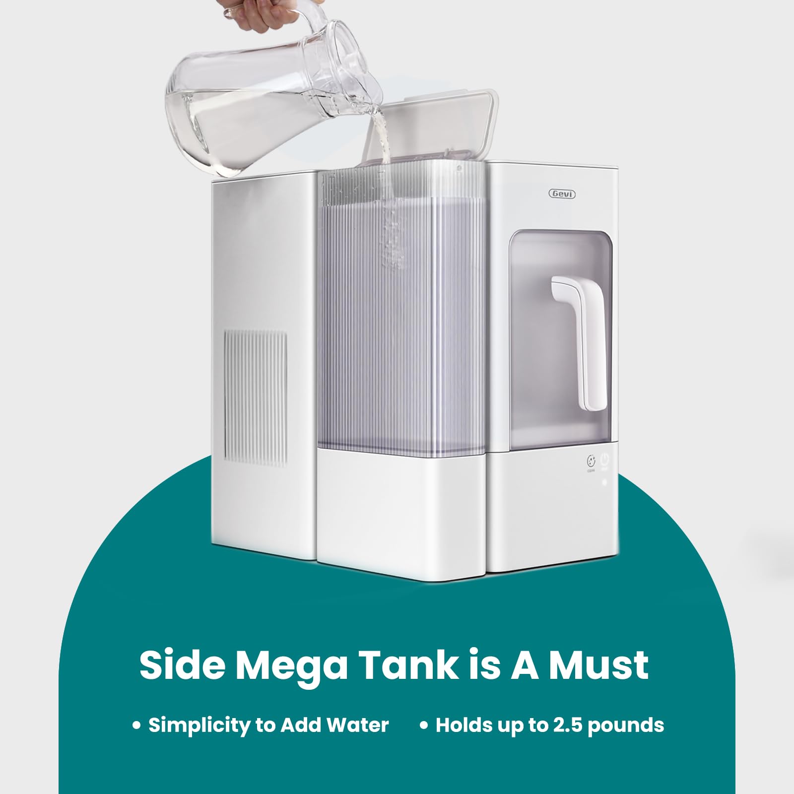Gevi Adella Gemi Countertop Nugget Ice Maker - 40 lbs/24H Chewable Pellet Ice Machine with 1 Gallon Side Tank & Portable Ice Basket, Self-Cleaning for Home, Office, Party & Outdoor Use