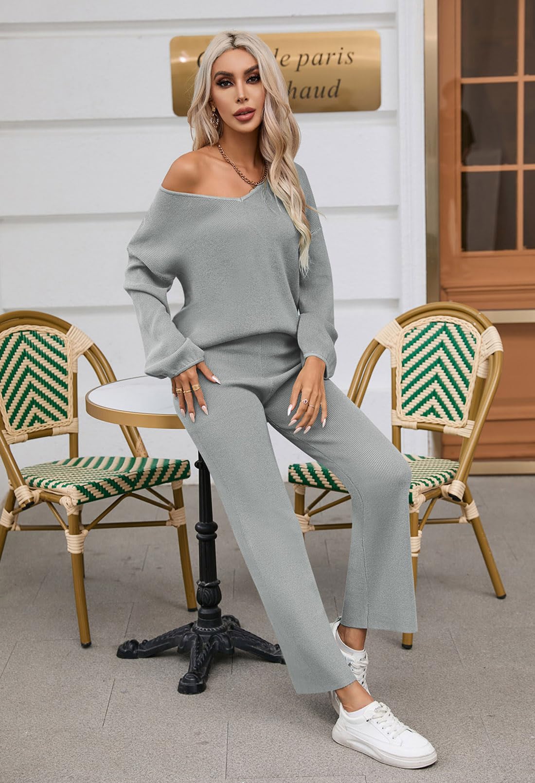 TOLENY Women's 2-Piece Lounge Set - Soft Pullover Sweater Top & Comfortable Wide Leg Pants, Cozy Loungewear Outfit for Relaxing at Home, Yoga, and Casual Wear