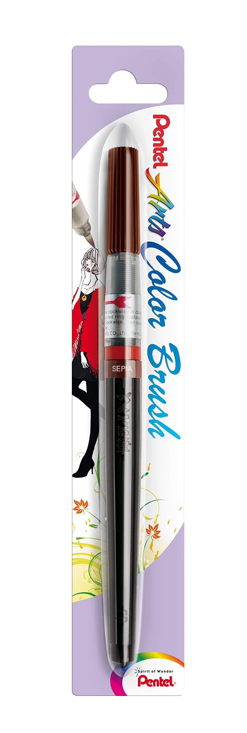 Pentel Arts Color Brush Pen - Sepia Fine Tip for Drawing, Sketching & Calligraphy - Perfect for Artists, Students & Crafters - 1 Blister Card with Brush