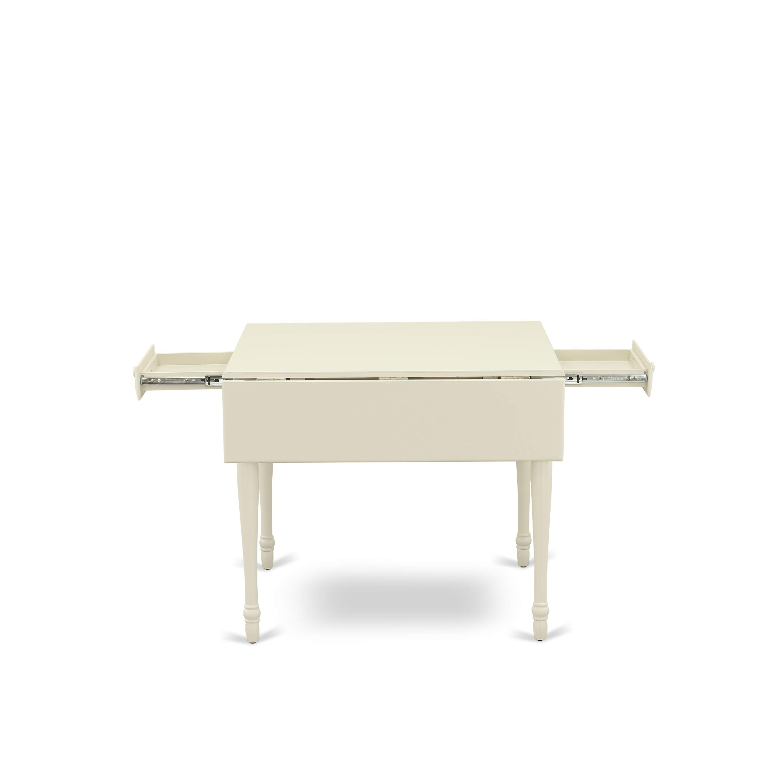 East West Furniture MZT-LWH-T Monza Drop Leaf Dining Table - 36x54 Inch Rectangle Wooden Table with Stylish Legs in Linen White | Perfect for Small Spaces, Kitchen, Breakfast Nook & Apartment Dining