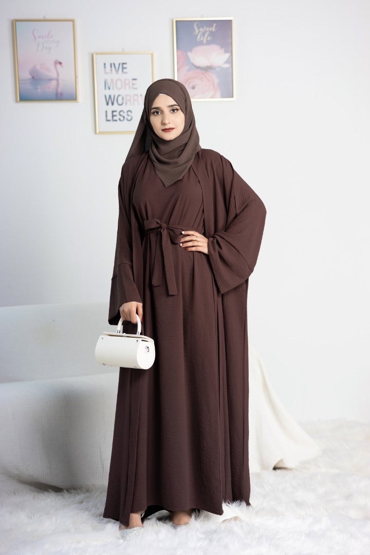 Lea 2 Piece Abaya Set in Coffee Brown - Modest Muslim Prayer Dress for Women | Perfect for Eid, Ramadan & Daily Wear