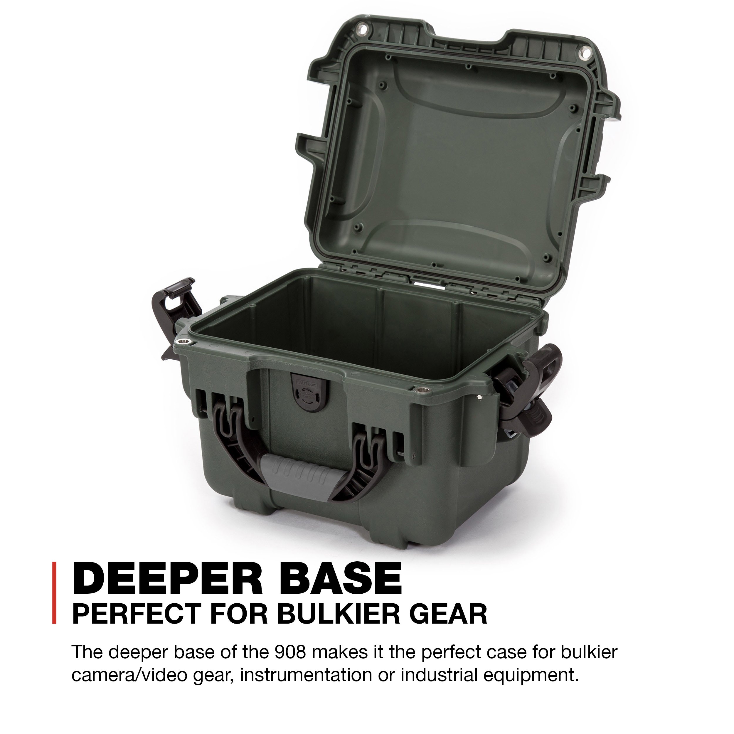 Nanuk 908 Waterproof Hard Case - Olive - Durable Travel Protection for Cameras, Drones & Electronics - Made in Canada - Perfect for Outdoor Adventures & Air Travel